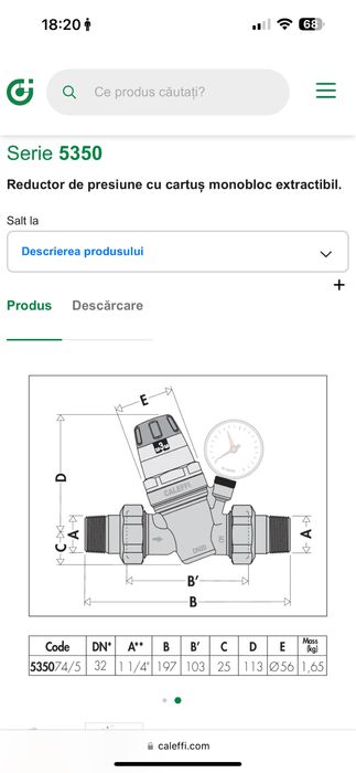Regulator  de presiune CALEFFI