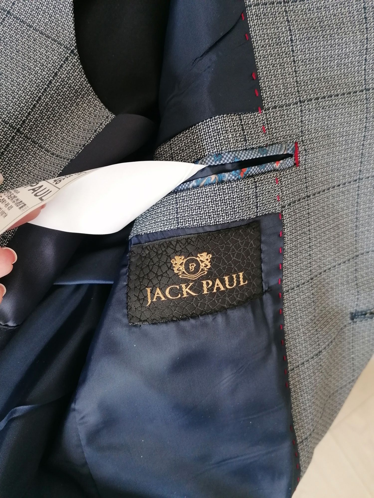 Costum Jack Paul pt. bărbați, 3 piese, nou, gri & negru, mărime S / 46