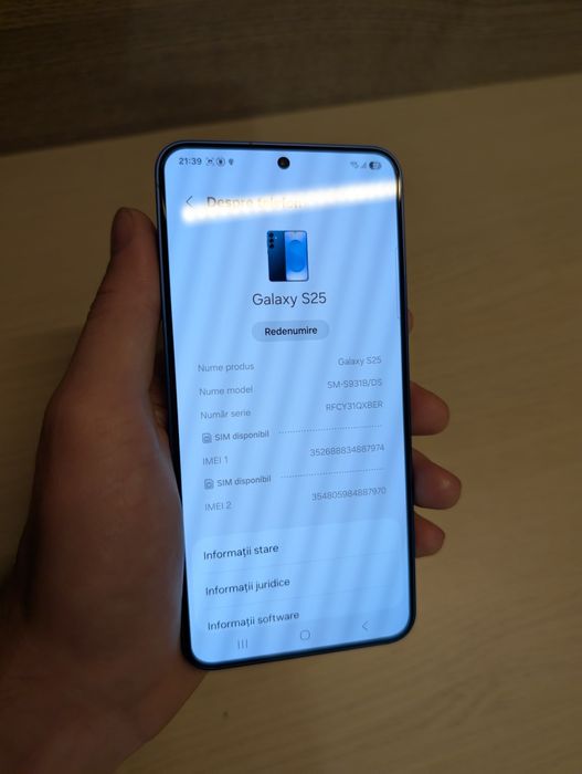 SAMSUNG S25 128gb ca nou! 8 cicluri de încărcare