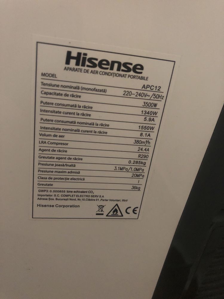 Aer conditionat portabil mobil , Hisense APC12