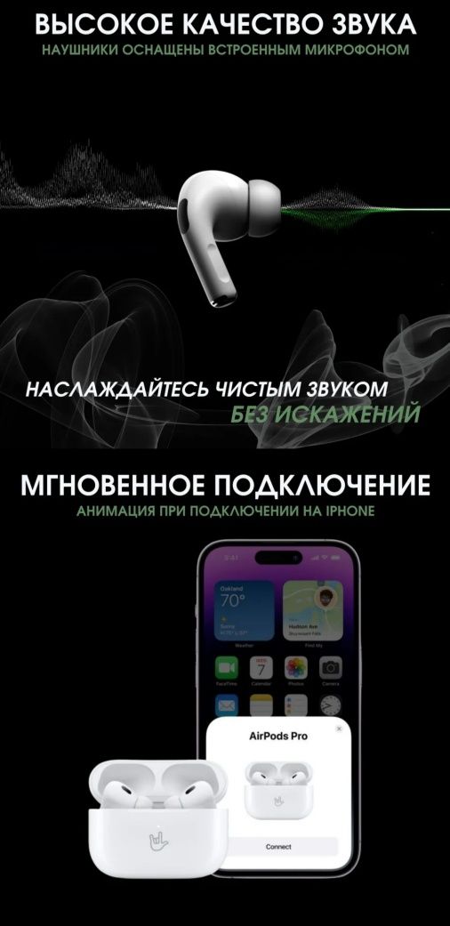 Беспроводные наушники pro, сенсорные.