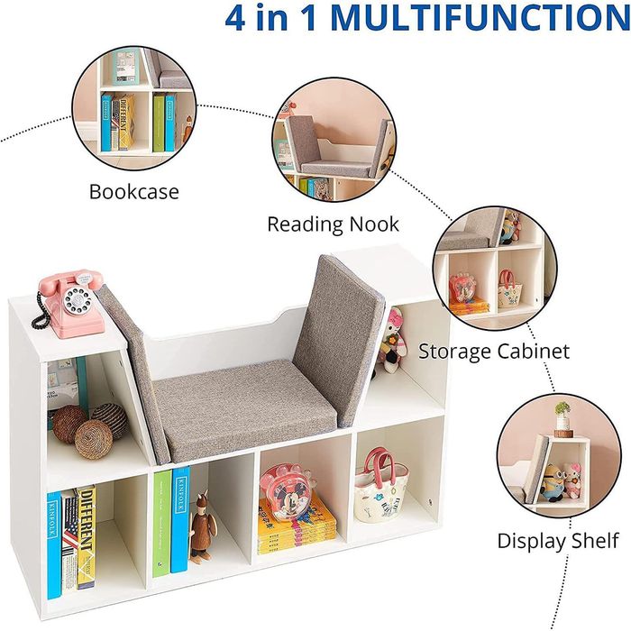 Ginger Home Детска етажерка 4в1 с 6 отделения за съхранение JWTR-3153