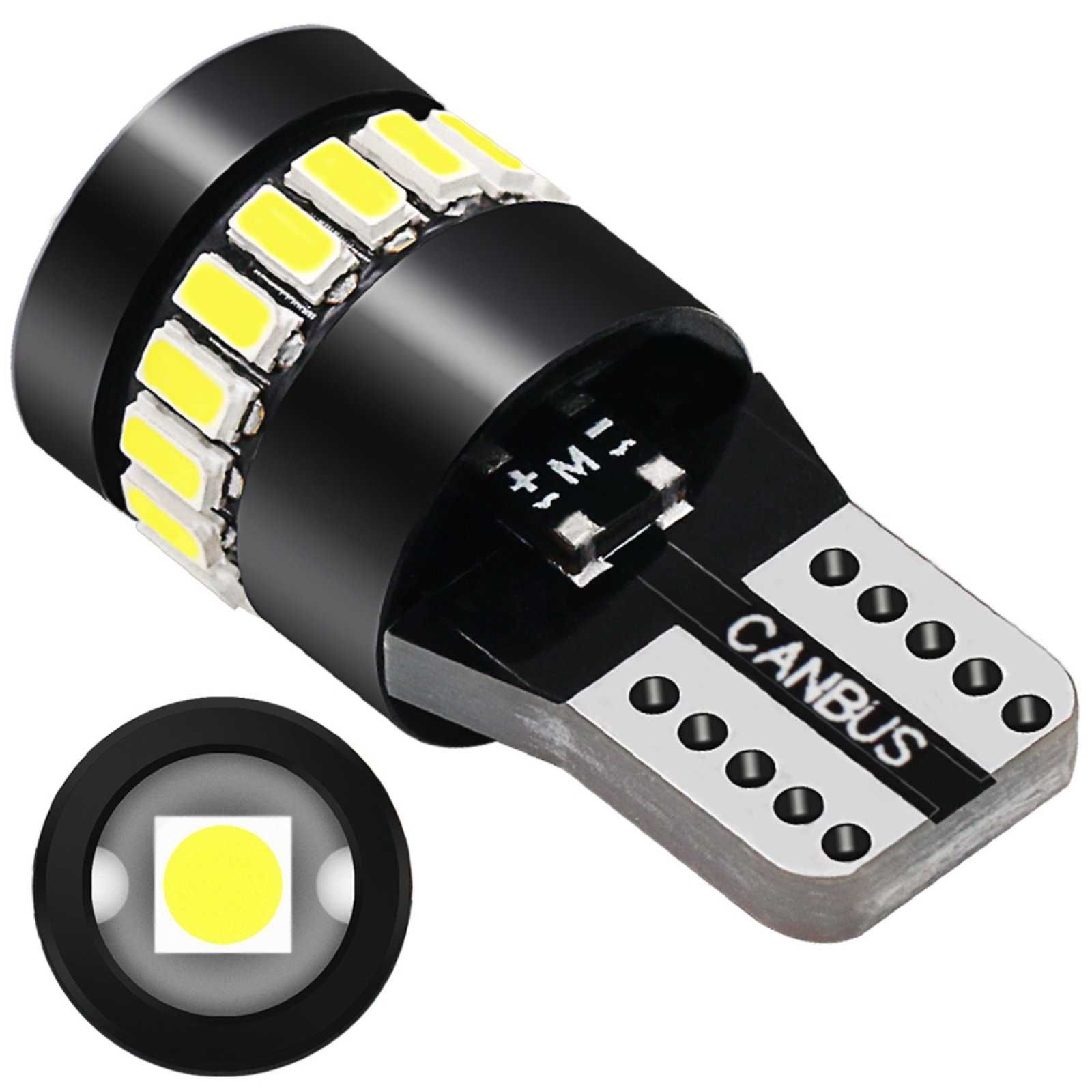 LED Ярки Лед Диодни Крушки За Габарит Т10 W5W 21 SMD 12V с лупа