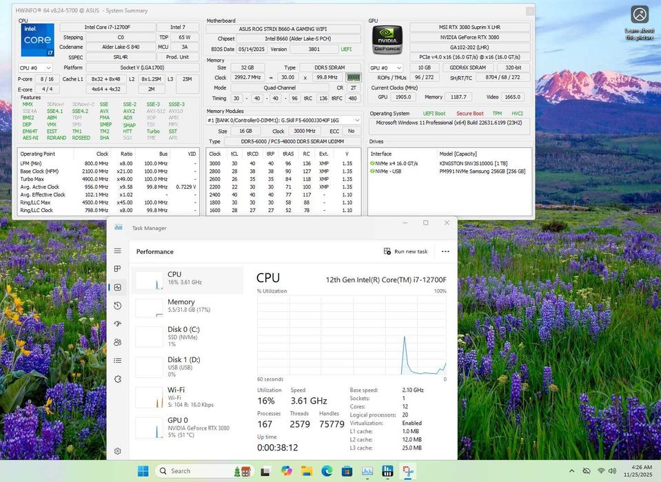 PC Gaming White Intel Core i7 12700F RTX 3080