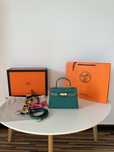 Geanta dama hermes kelly 19cm turcoaz cadou c:60
