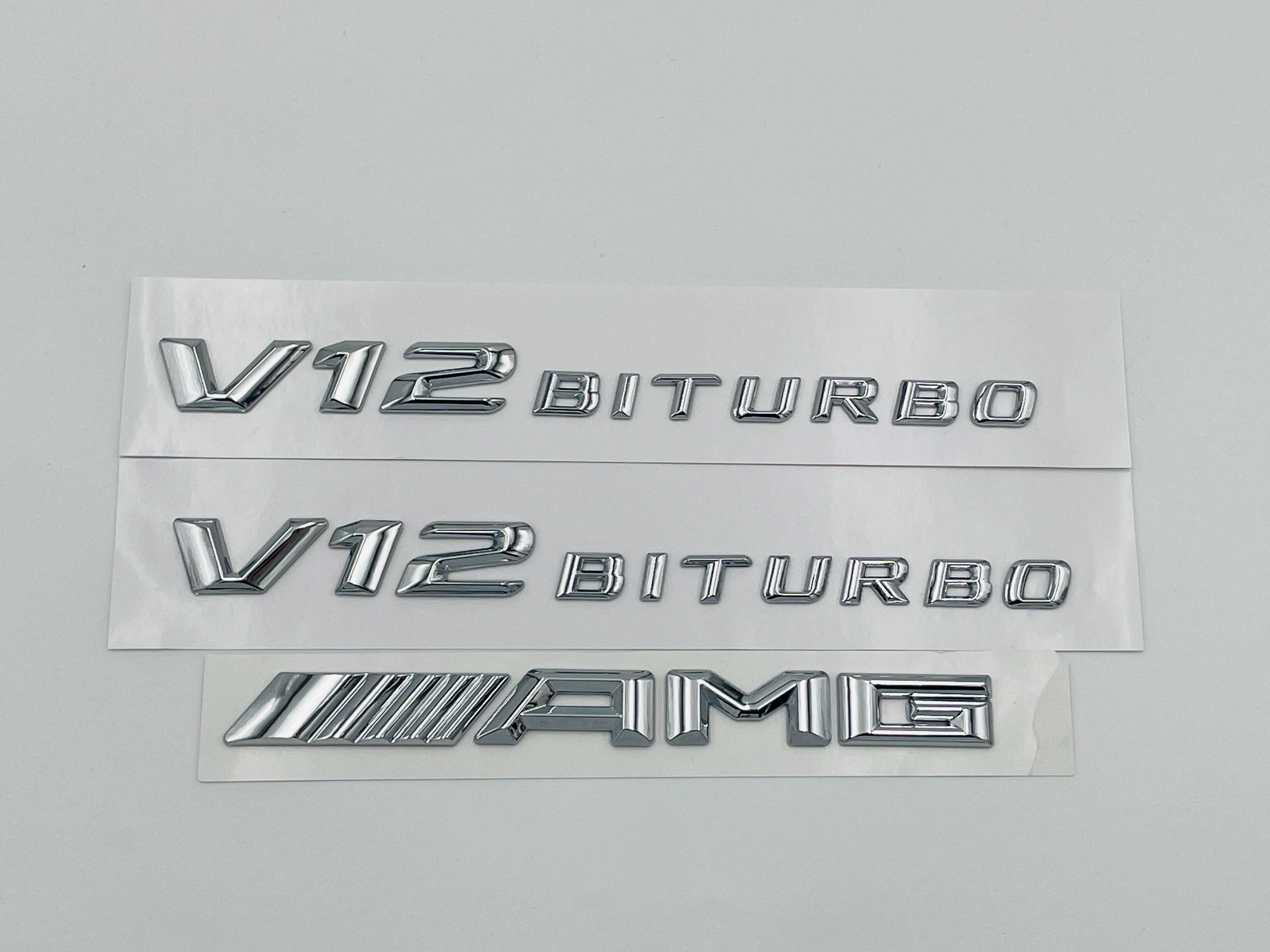 Set embleme compatibile Mercedes V12 biturbo AMG crom