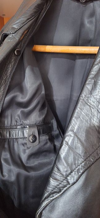 Haina din piele model unisex lunga