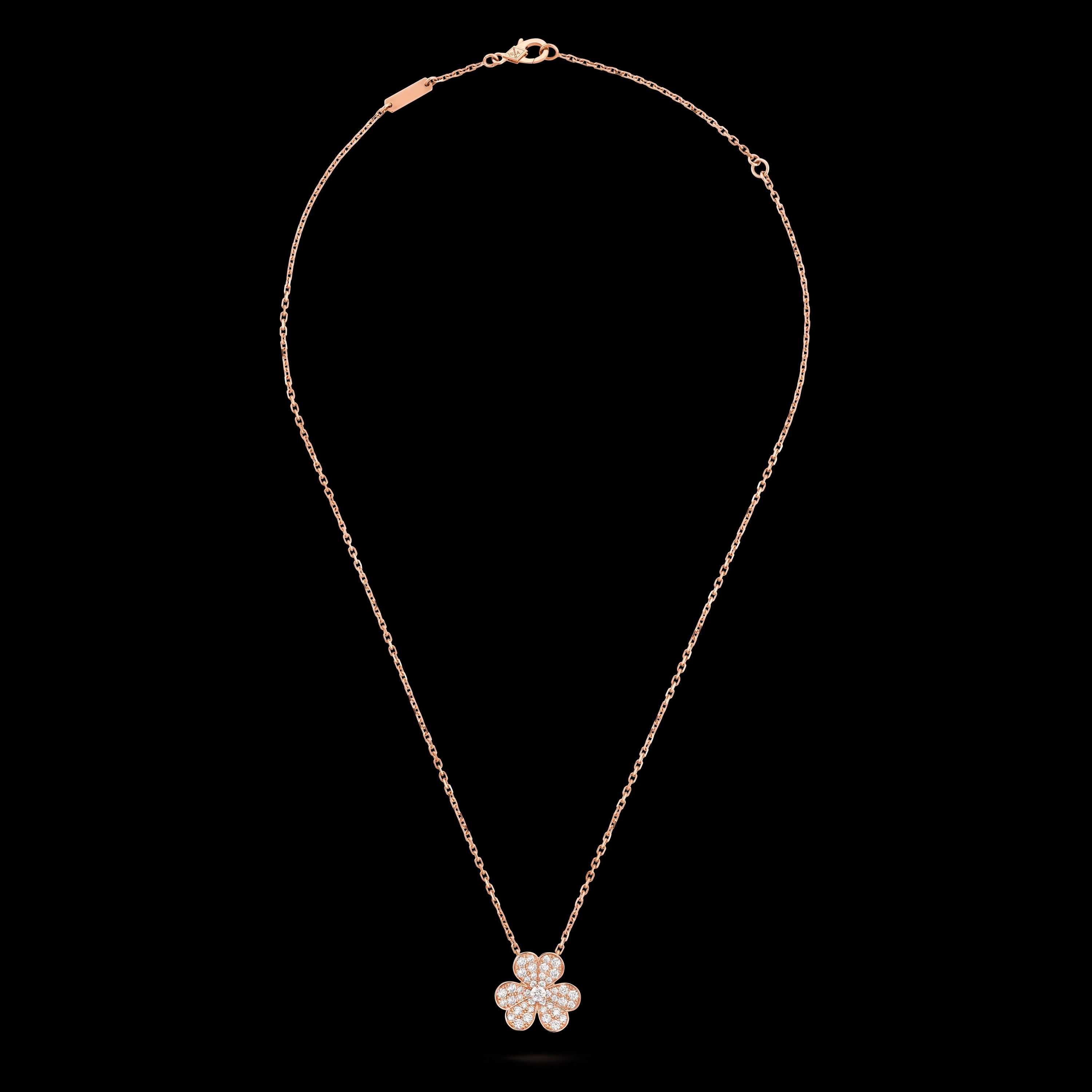 Van Cleef & Arpels VCA Rose Frivole Small Diamond Clover Дамско Колие