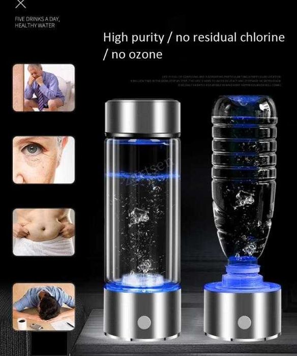 Водородна Бутилка + за Шише 500мл. с Приставка за Кислородно Вдишване