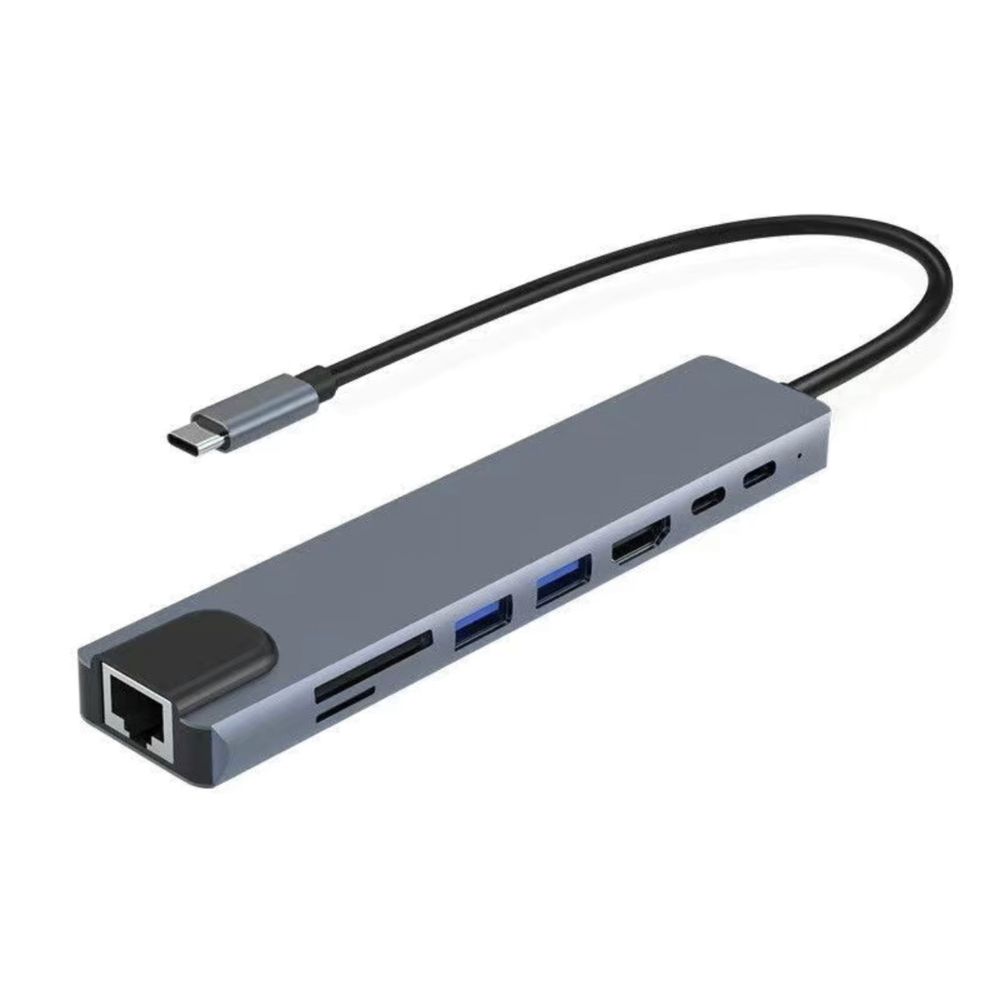 Док станция 8в1 type C lan hdmi usb hub картридер type c переходник