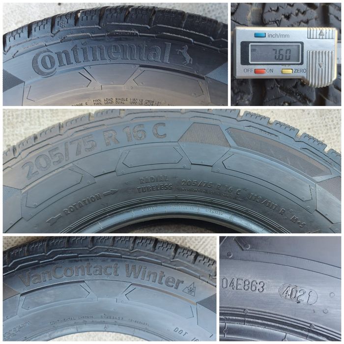 O bucată 205/75 R16C M+S iarnă + una Continental