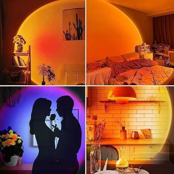 Lampa proiector LED cu simulare apus de soare 16 culori + telecomanda