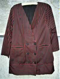 Sacou/blazer NEGRU cu dungi verticale ROŞII din stofă_made in Romania
