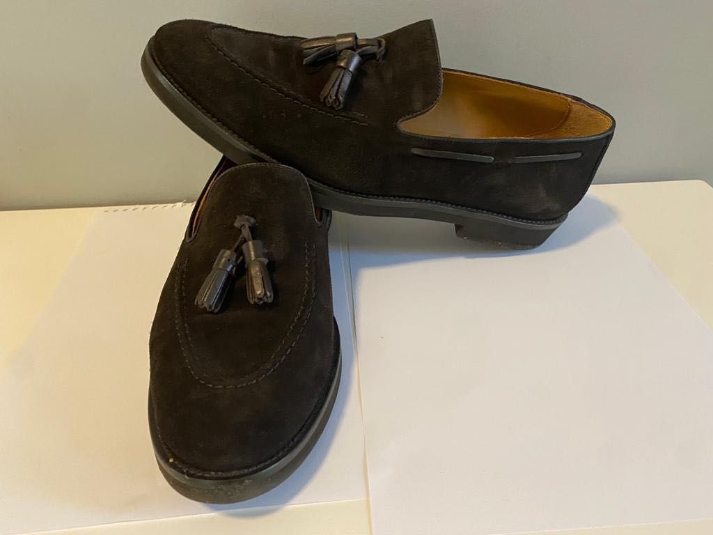 Mocasini MASSIMO DUTTI din piele intoarsa, maro, 43, stare excelenta