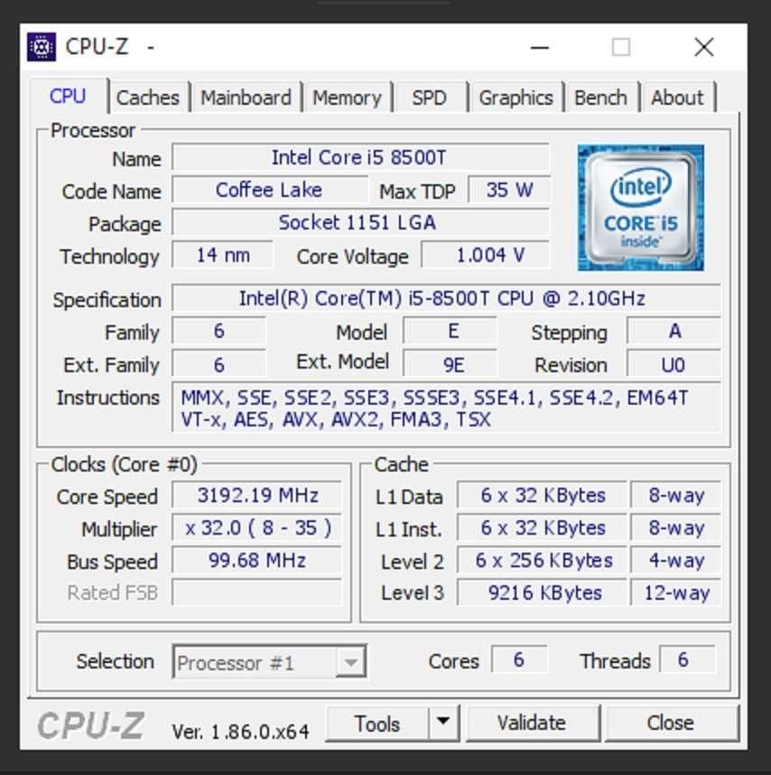 procesor i5 8500, i5 8500t, i5 8400  soket 1151 v2,   Coffee Lake