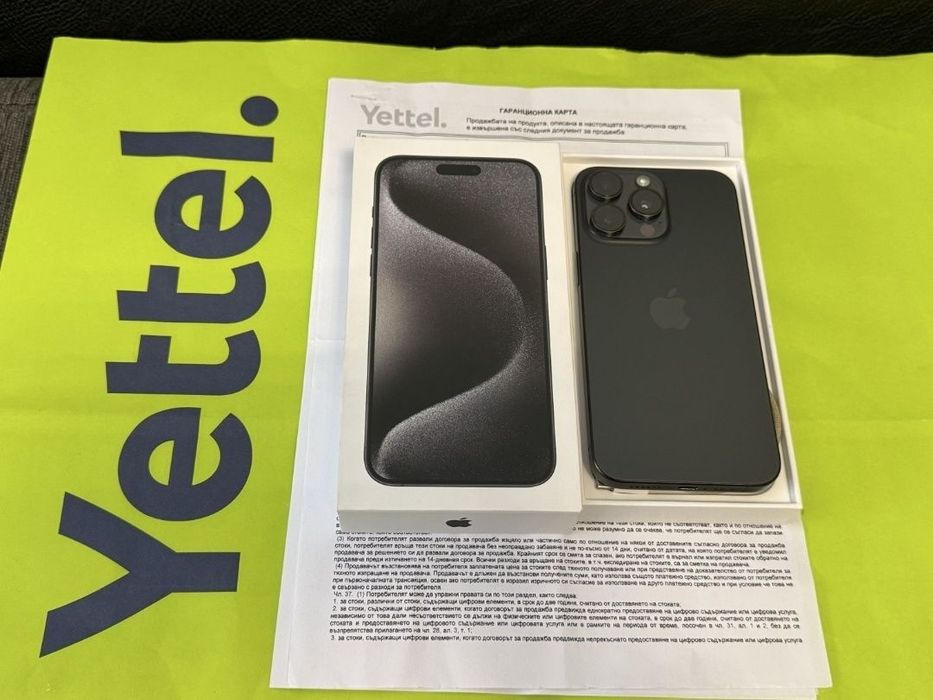 КАТО НОВ 512GB iPhone 15 Pro Max Гаранция Yettel 2025г. Black
