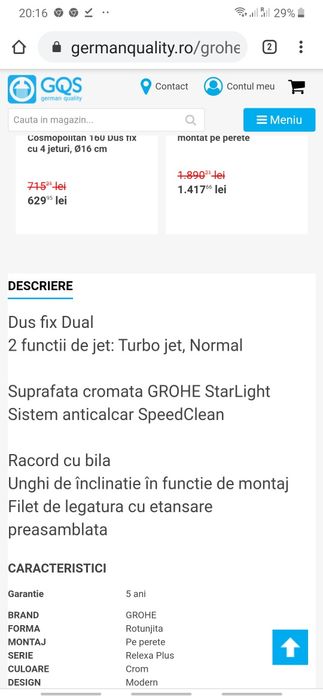 Duș fix lux grohe germania