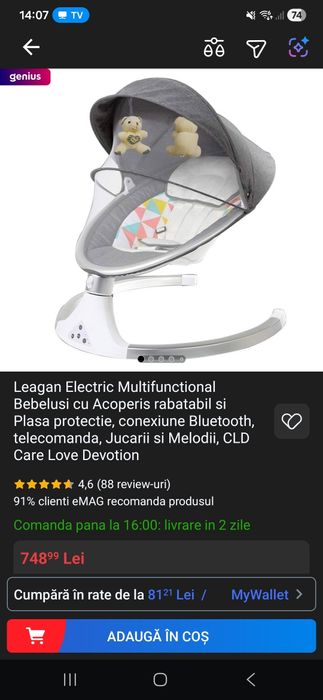 Leagăn electric bebeluși