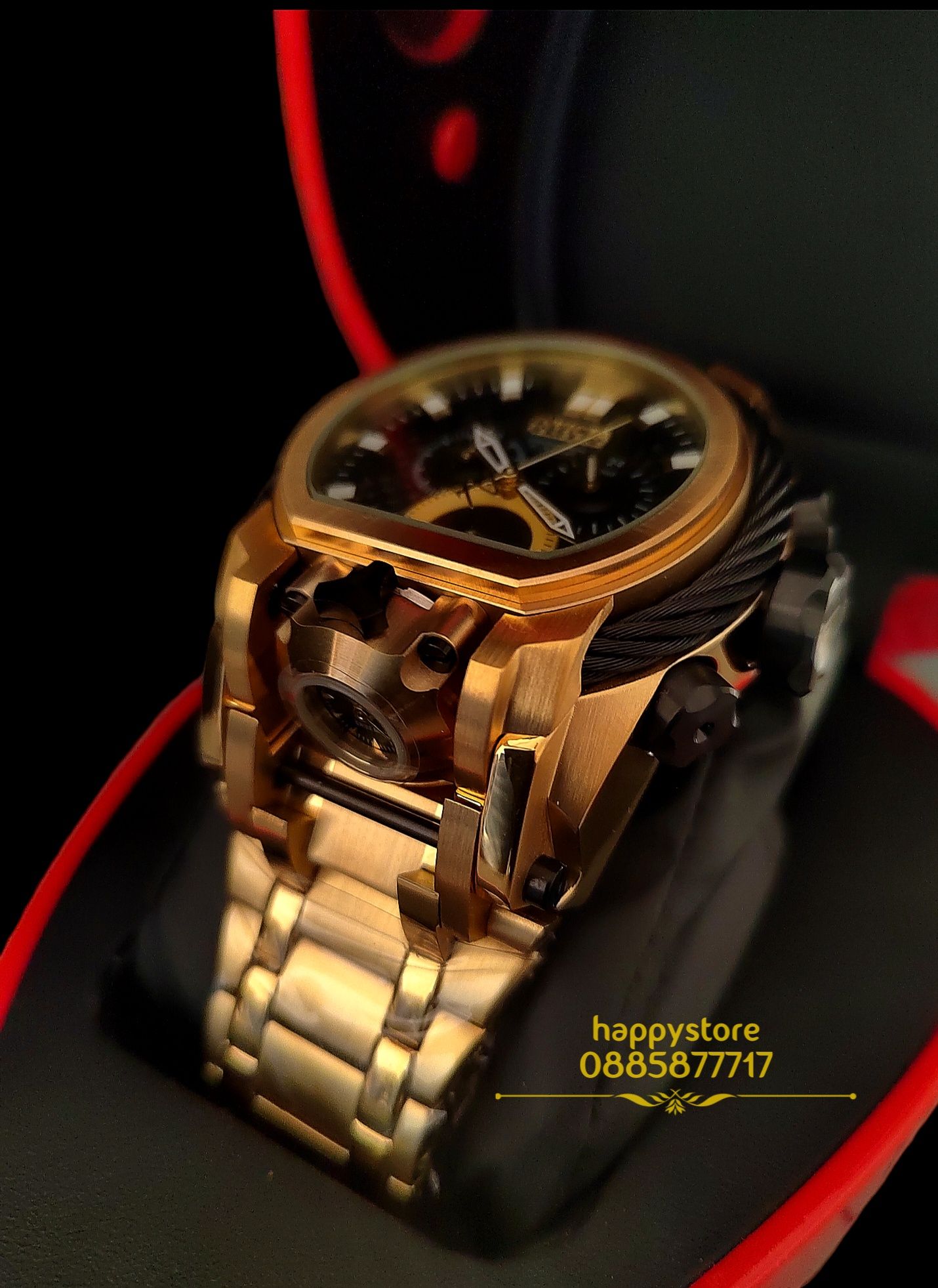 часовник INVICTA Magnum Gold and Black 52 mm, Инвикта нов