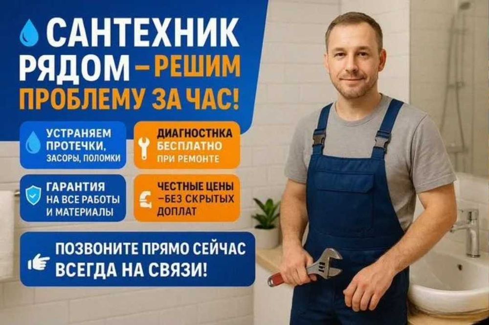 Сантехник, сантехнические работы, любые виды работ Без выходных.