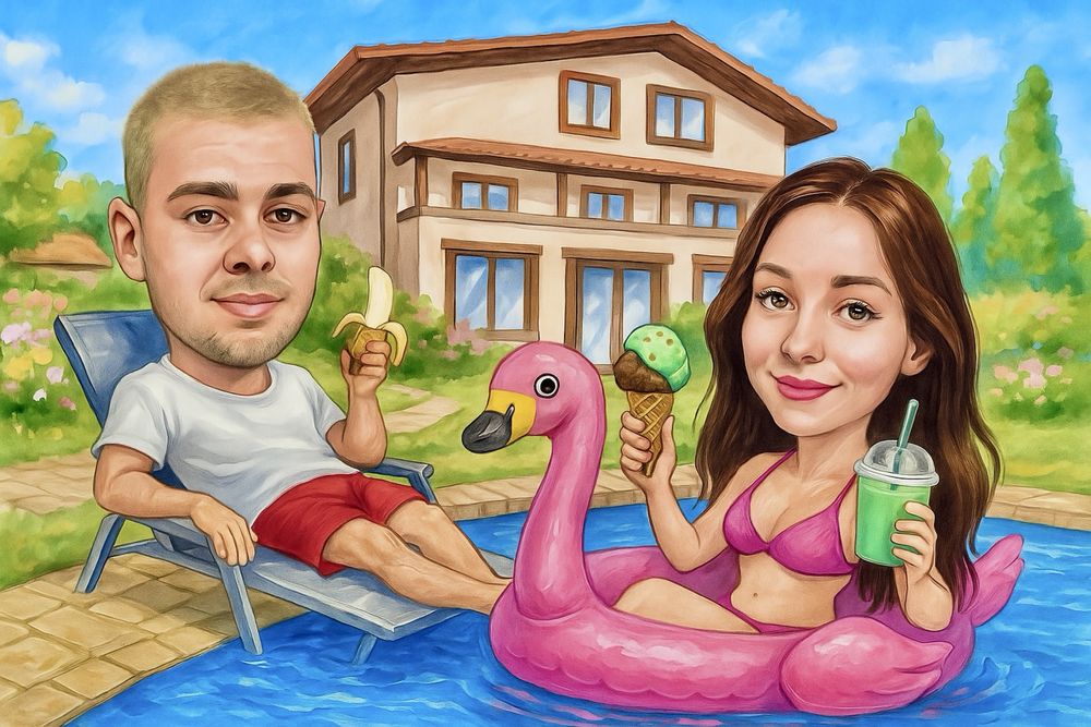 Карикатура! До 24h от 30лв!+ПОДАРЪК персонализирана картичка !