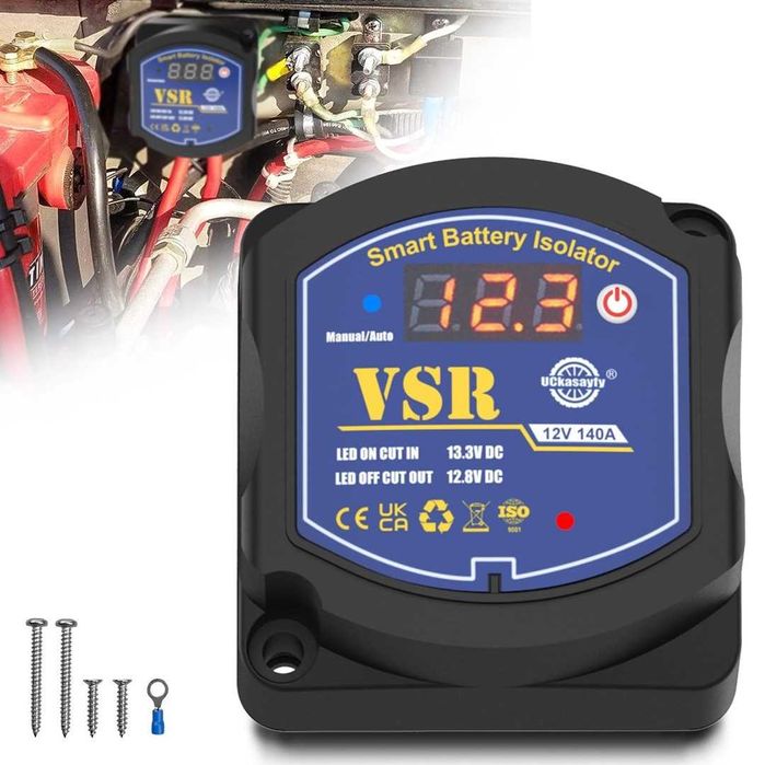 Izolator de baterie dublă de 12V 140A, releu VSR, izolator inteligent