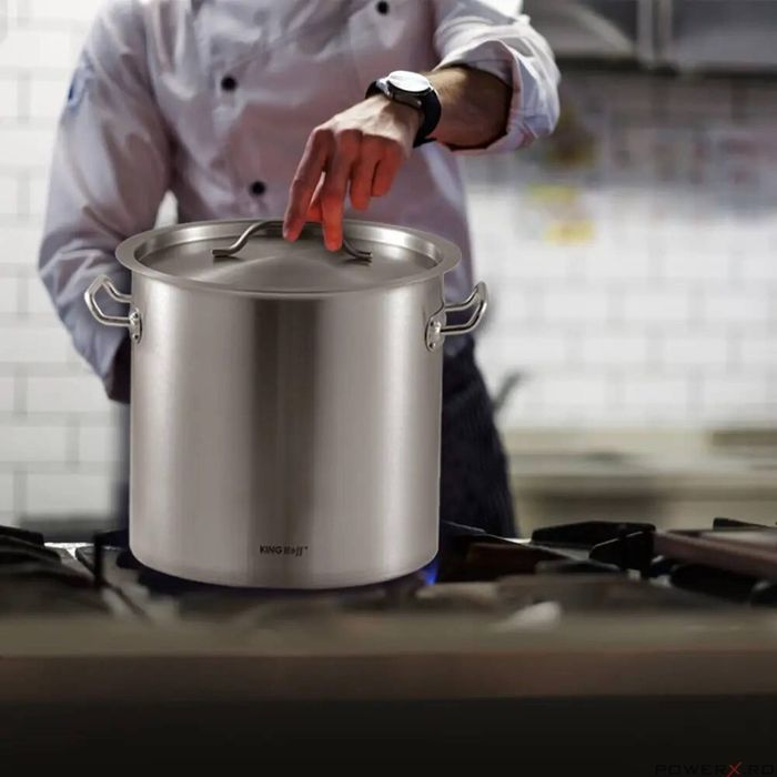 Oala cu capac din otel inoxidabil, capacitate 21 litri, 30 cm,