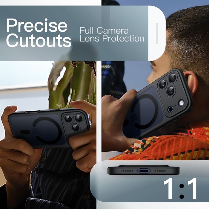 Матов magsafe кейс за apple iphone 17 pro max - черен