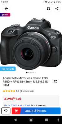 Aparat foto Mirrorless Canon EOS R100 + RF-S 18-45mm f/4.5-6.3 IS STM