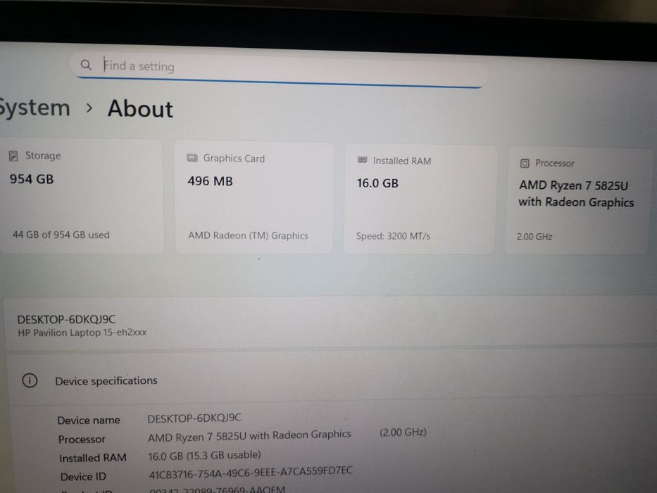 HP Pavilion 15 ryzen 7 gen 5 ssd 1 TB