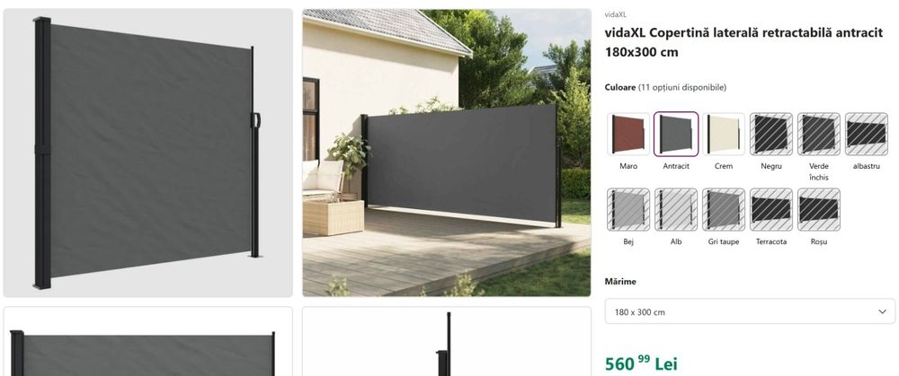 Pergola retractabila laterala