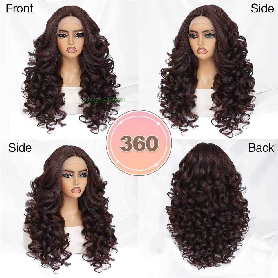 Тъмно кафява къдрава лейс фронт перука LACE FRONT