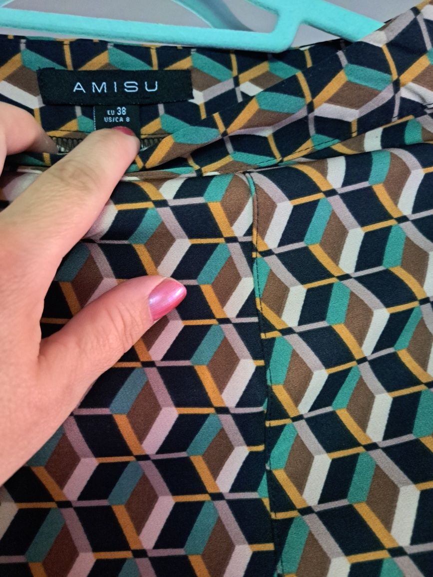 Fustă damă mini cu model geometric, NOU! Amisu( 38/ 40)