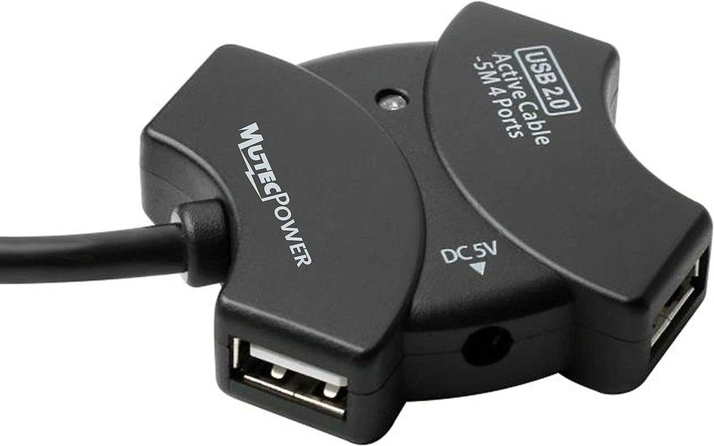 MutecPower 10m активен USB 2.0 кабел с 4-портов USB хъб