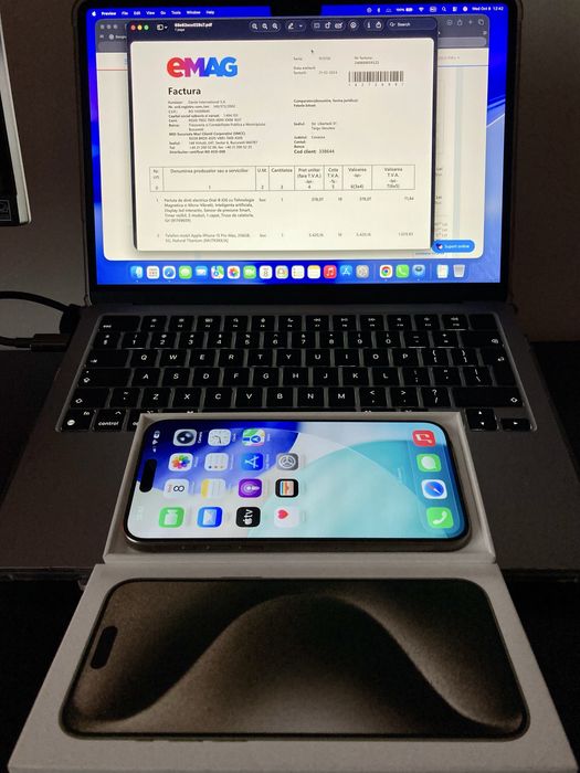 iPhone 15 Pro Max 256GB - Titanium - Ca nou, impecabil, Garantie, Box