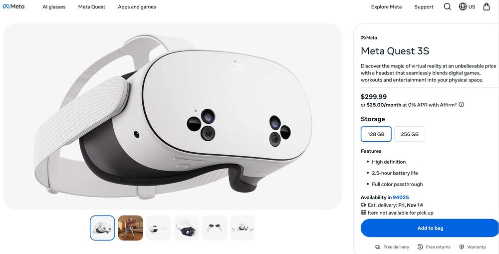 Очки виртуальной реальности Meta Quest 3S, 3 128 Gb