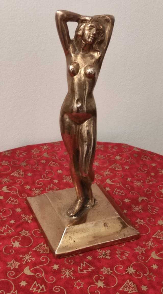 Statueta vintage, sculptura bronz, femeie nud,28 cm