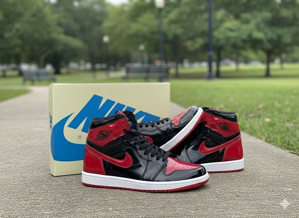 Adidasi Jordan 1 High Patent Bred