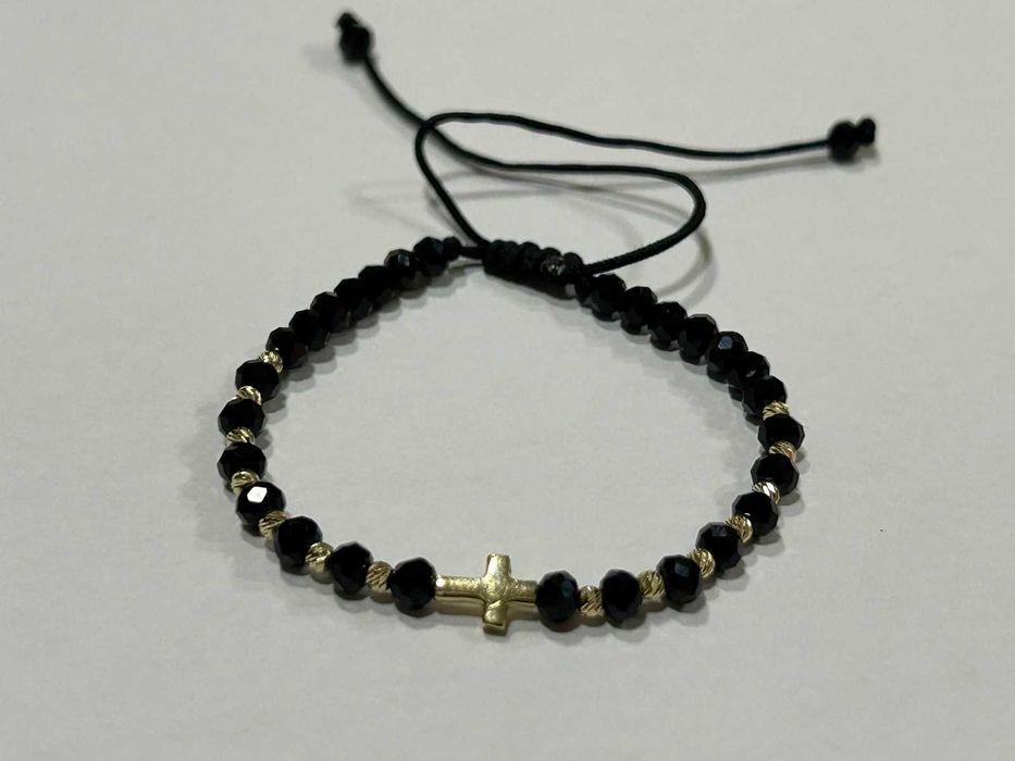 Златна гривна с кръст и мъниста 14 К 585 /1,46 гр.