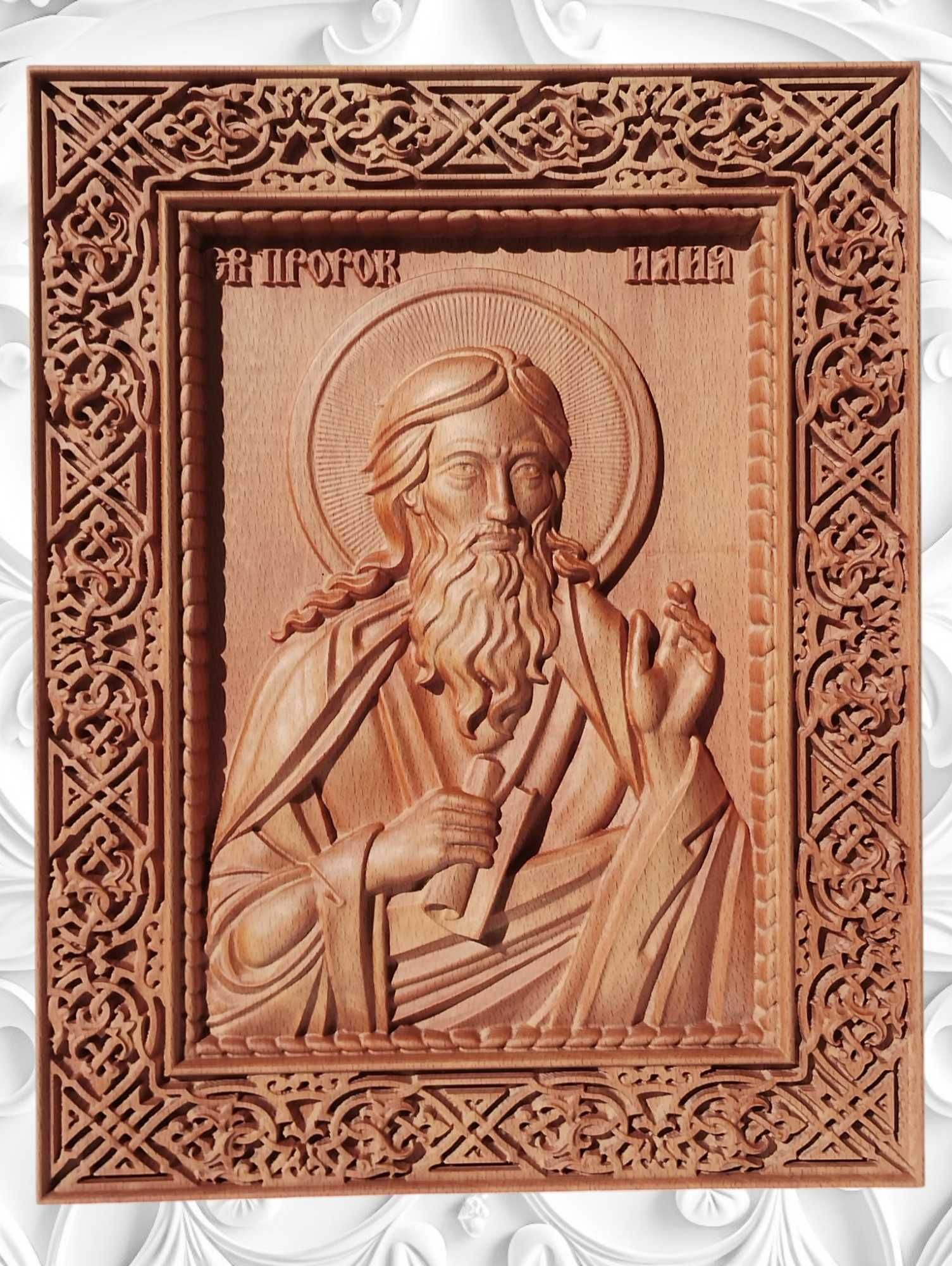 Дърворезбована икона на Св. Мина - авторска дърворезба