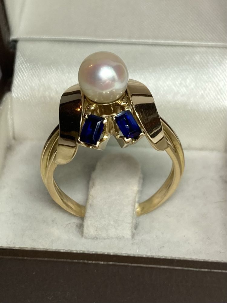 Inel aur 18kt.cu safire perla