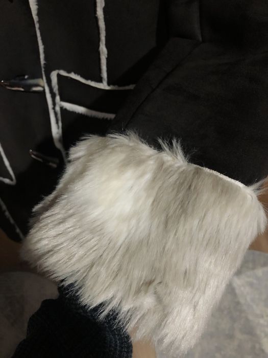 Palton Suedez Căptușit cu Blană Artificială - Stil Duffle Coat