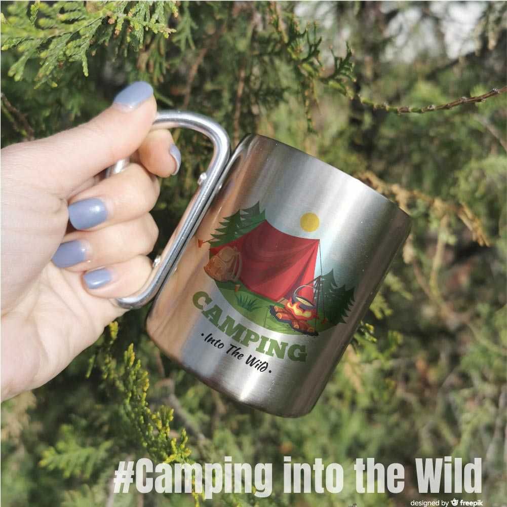 Cana Inox Cadou Personalizata Drumetie Munte – Camping Into The Wild