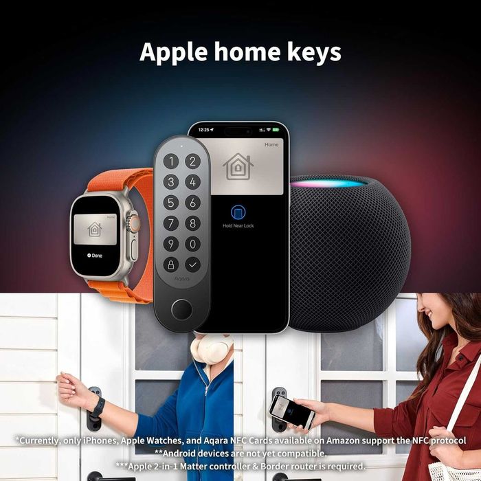 Aqara U200 - Умна брава с Matter, Apple Home Key и пръстов отпечатък