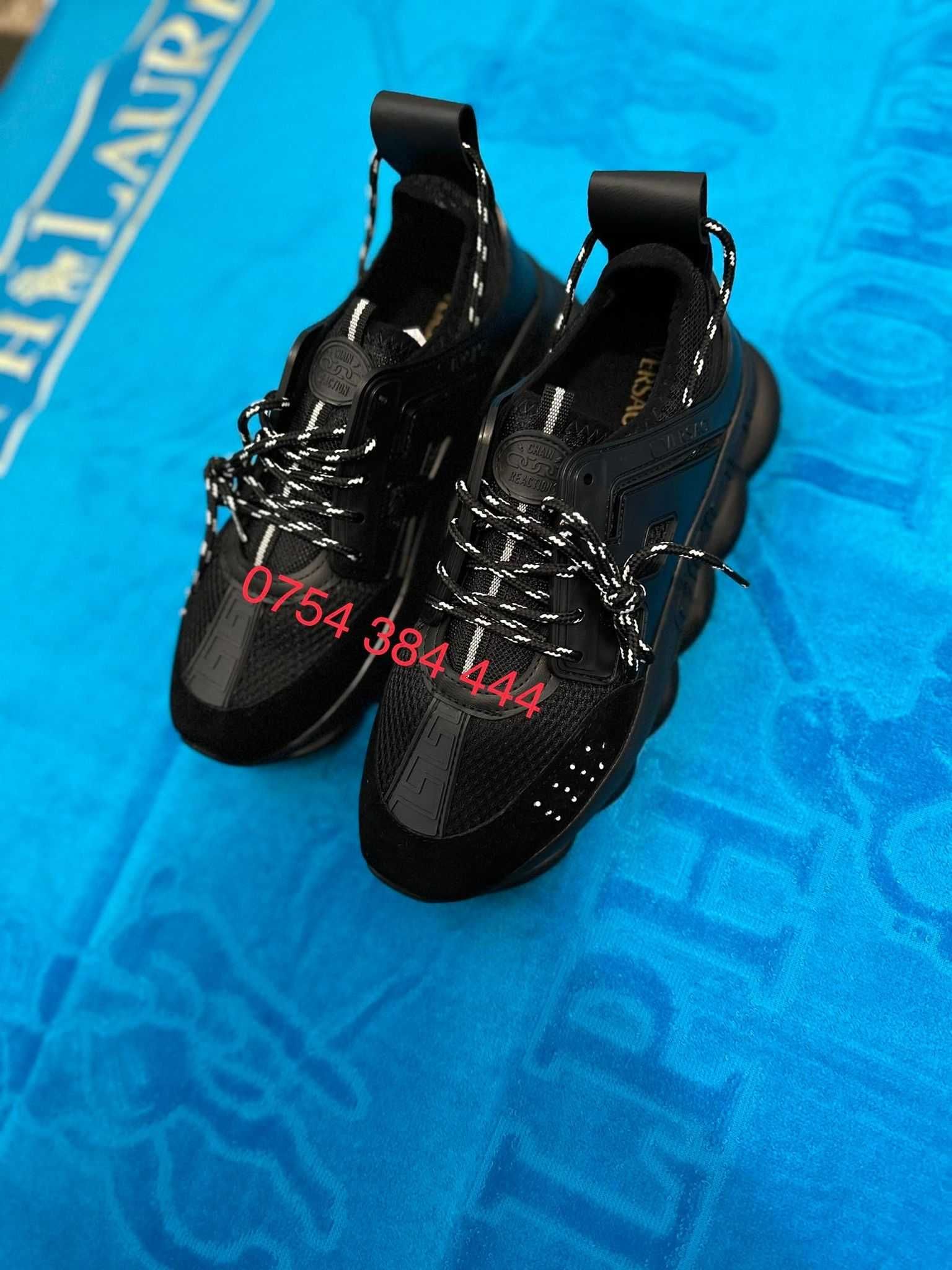 Adidasi Versace Chain Reaction All Black (Livrare cu verificare)