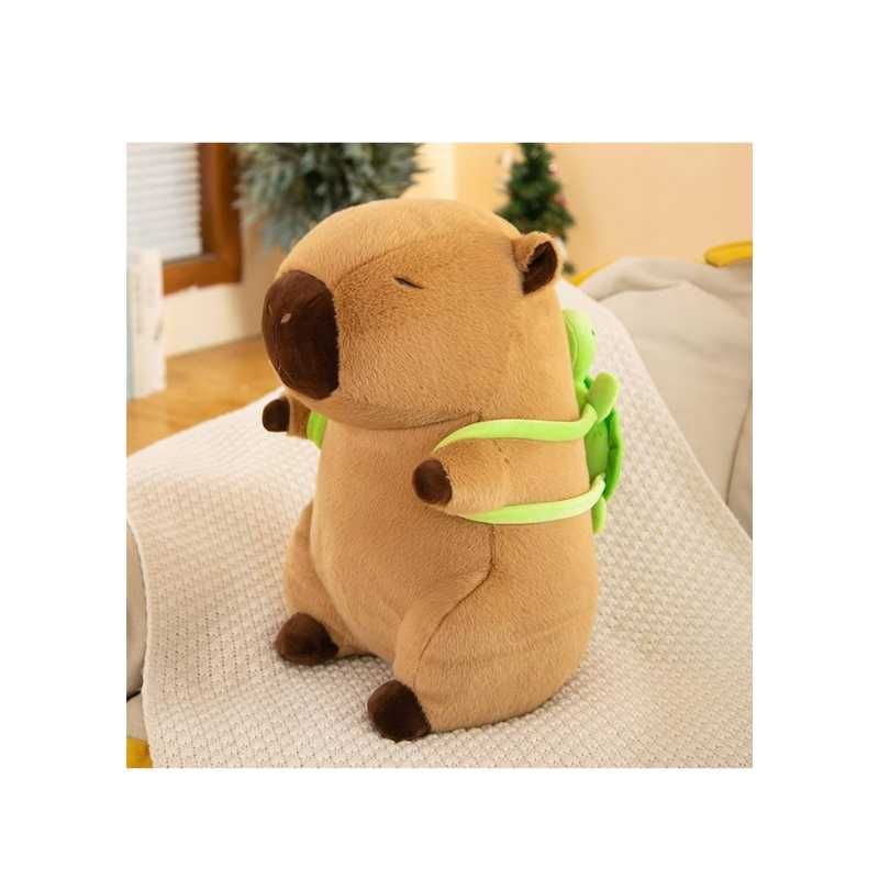 Jucarie de plus Capibara cu rucsac pentru copii, material fin, 25 cm