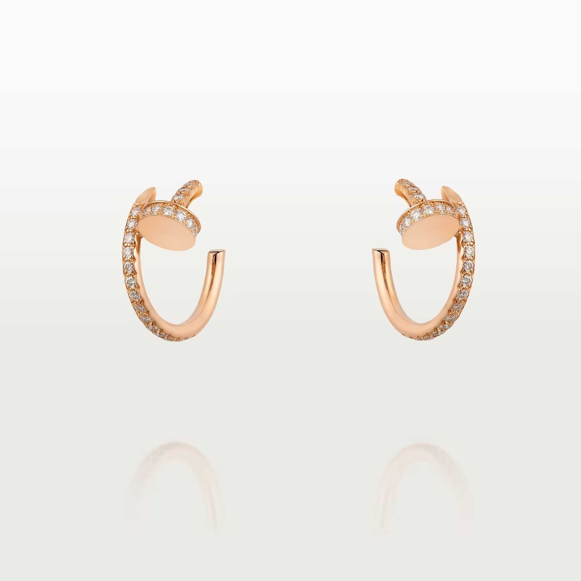CARTIER Nail Juste un Clou Hoop Rose Gold Diamonds Дамски Обеци Пирон