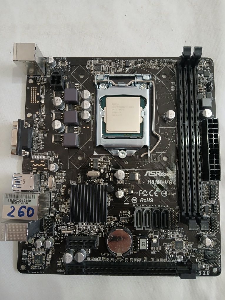 Asrock H81M-VG4 матплата сатылады 4 поколение cpu g3220. 2 ядром, 2 по