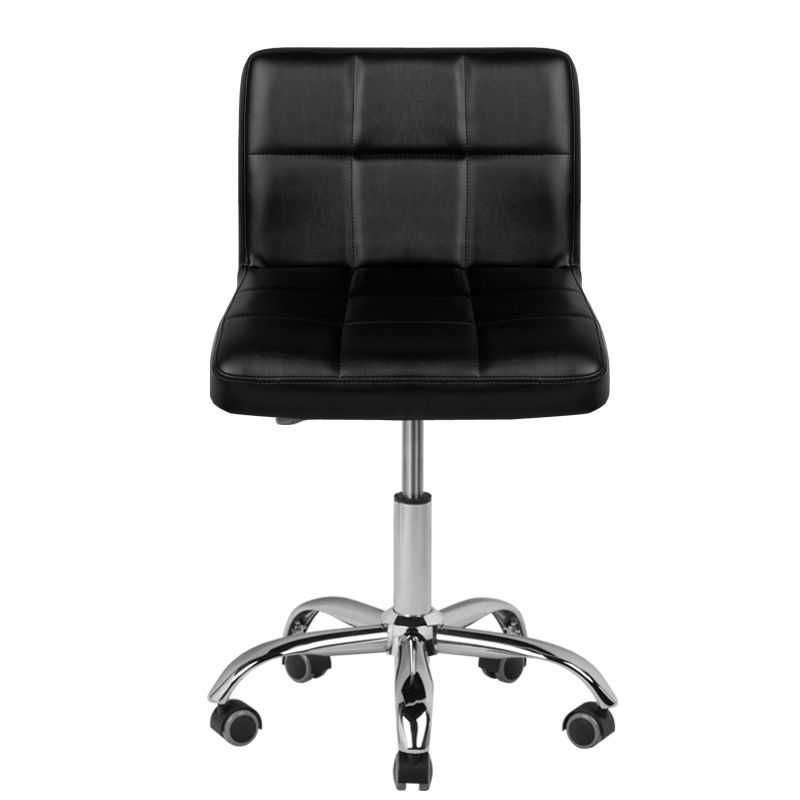 Козметичен стол - табуретка с облегалка A-5299 - бял / черен 48/61 см