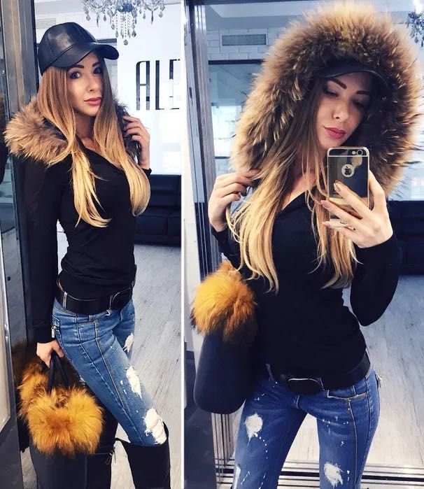 Блуза на Алеса с естествен пух